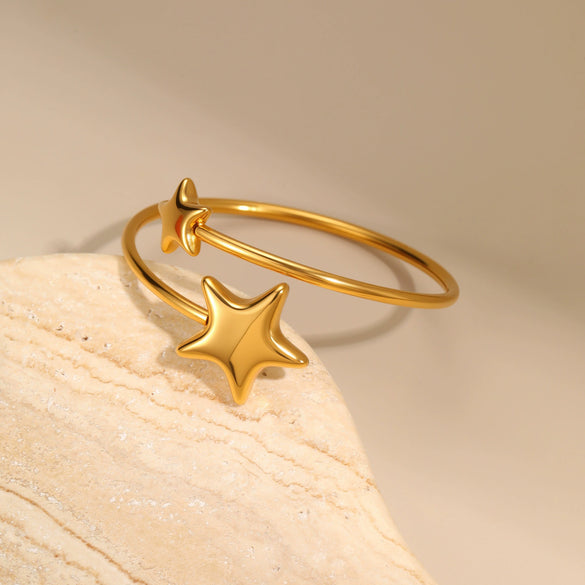 Wholesale Women's Fashion Geometric Heartshaped Fivepointed Star Stainless Steel 18K Gold Plated Bracelet Jewelry