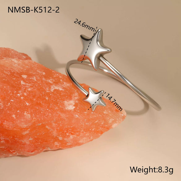 Wholesale Women's Fashion Geometric Heartshaped Fivepointed Star Stainless Steel 18K Gold Plated Bracelet Jewelry