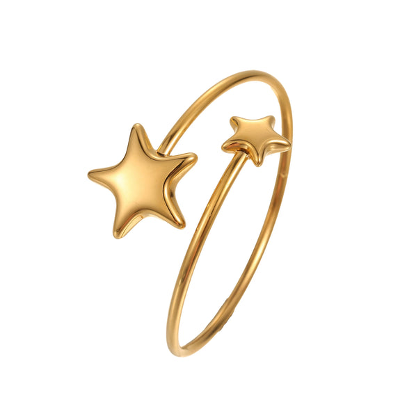 Wholesale Women's Fashion Geometric Heartshaped Fivepointed Star Stainless Steel 18K Gold Plated Bracelet Jewelry