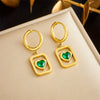 Wholesale Women's Fashion Geometric Hollow Retro Love Titanium Steel Goldplated Pendant Earrings