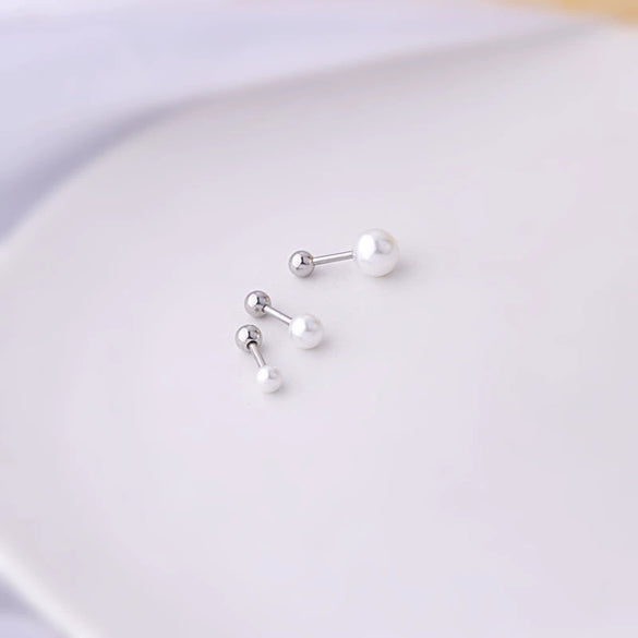 Wholesale Women's Fashion Geometric Imitation Pearl Titanium Steel Handmade Ear Bone Nails Earrings