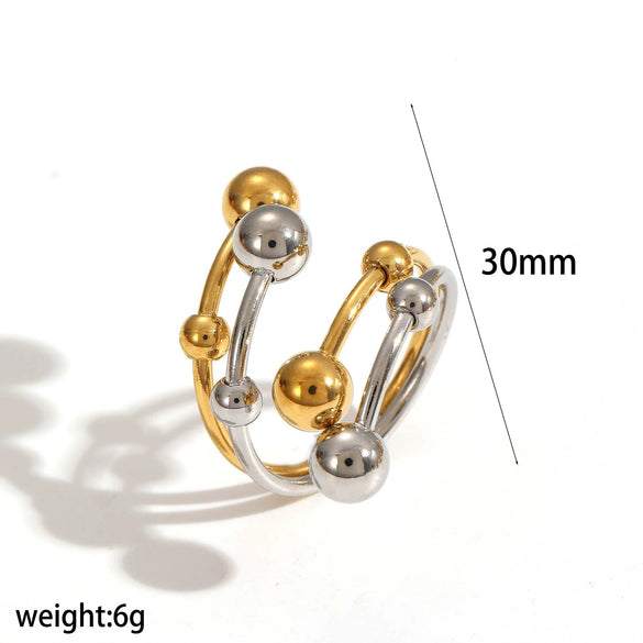 Wholesale Women's Fashion Geometric Irregular Line Stainless Steel Ring With Electroplating Design