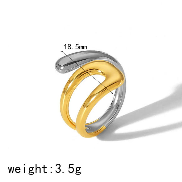 Wholesale Women's Fashion Geometric Irregular Line Stainless Steel Ring With Electroplating Design