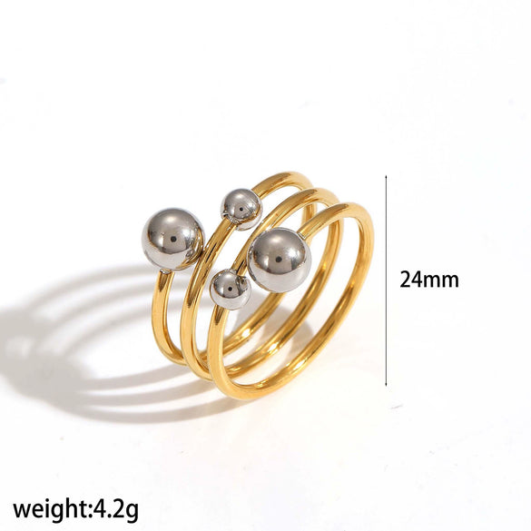 Wholesale Women's Fashion Geometric Irregular Line Stainless Steel Ring With Electroplating Design