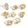 Wholesale Women's Fashion Geometric Irregular Line Stainless Steel Ring With Electroplating Design
