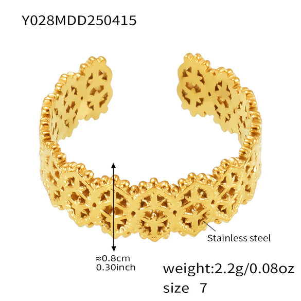 Wholesale Women's Fashion Geometric Irregular Niche Stainless Steel Ring With Electroplating