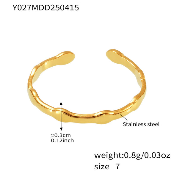 Wholesale Women's Fashion Geometric Irregular Niche Stainless Steel Ring With Electroplating