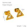 Wholesale Women's Fashion Geometric Light Luxury Stainless Steel And 18K Zircon Stud Earrings With Electroplating Treatment