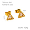 Wholesale Women's Fashion Geometric Light Luxury Stainless Steel And 18K Zircon Stud Earrings With Electroplating Treatment