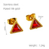 Wholesale Women's Fashion Geometric Light Luxury Stainless Steel And 18K Zircon Stud Earrings With Electroplating Treatment