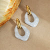 Wholesale Women's Fashion Geometric Macaron Color Resin Stainless Steel Gold Plated Earrings