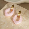 Wholesale Women's Fashion Geometric Macaron Color Resin Stainless Steel Gold Plated Earrings