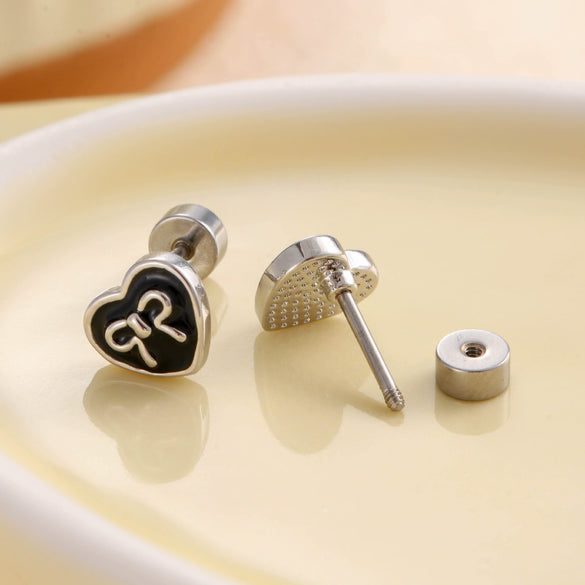 Wholesale Women's Fashion Geometric Metal Oil Dropping Bow Titanium Steel Electroplated Earrings