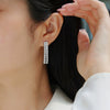 Wholesale Women's Fashion Geometric Moissanite Inlaid 925 Silver Tassel Earrings
