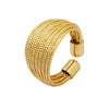 Wholesale Women's Fashion Geometric Multilayer Line Halfcircle Copper Goldplated Ring