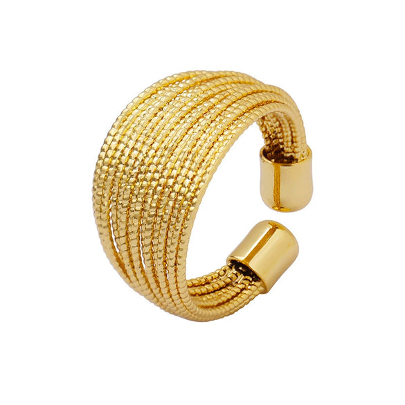 Wholesale Women's Fashion Geometric Multilayer Line Halfcircle Copper Goldplated Ring