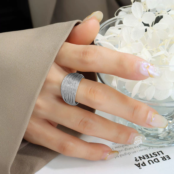 Wholesale Women's Fashion Geometric Multilayer Line Halfcircle Copper Goldplated Ring