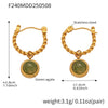Wholesale Women's Fashion Geometric Natural Green Agate Twist Earrings Stainless Steel Pvd Plated 18K Gold Ear Buckle