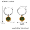 Wholesale Women's Fashion Geometric Natural Green Agate Twist Earrings Stainless Steel Pvd Plated 18K Gold Ear Buckle