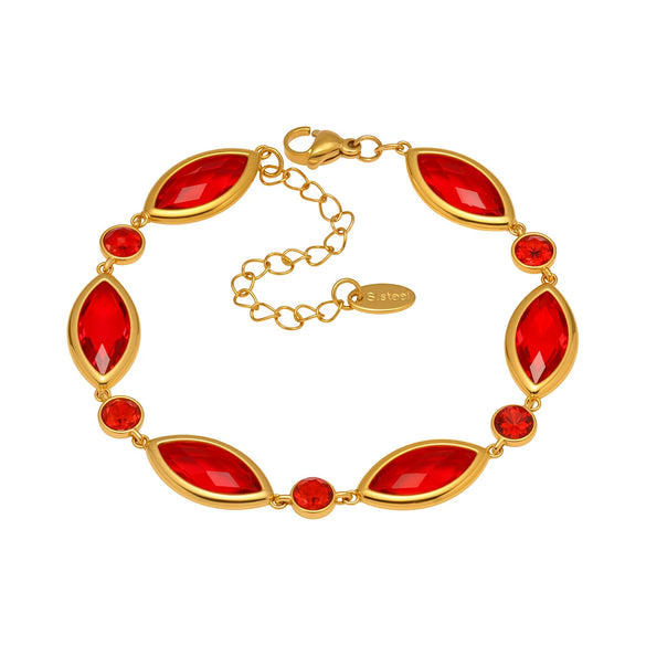 Wholesale Women's Fashion Geometric Pattern Faceted Glass Stone 5A Zircon Full Diamond Stainless Steel Electroplated Bracelet