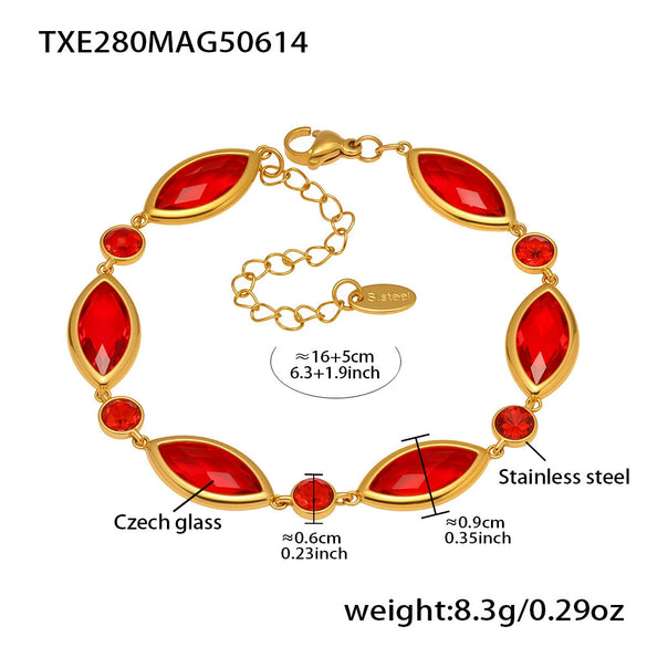 Wholesale Women's Fashion Geometric Pattern Faceted Glass Stone 5A Zircon Full Diamond Stainless Steel Electroplated Bracelet