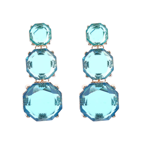 Wholesale Women's Fashion Geometric Polygonal Alloy Resin Transparent Handmade Earrings