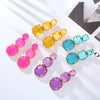 Wholesale Women's Fashion Geometric Polygonal Alloy Resin Transparent Handmade Earrings