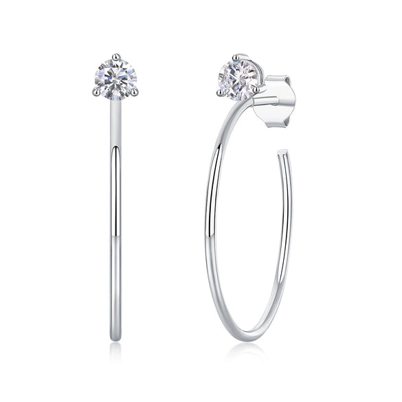 Wholesale Women's Fashion Geometric S925 Silver Earrings Set With Diamonds And Moissanite