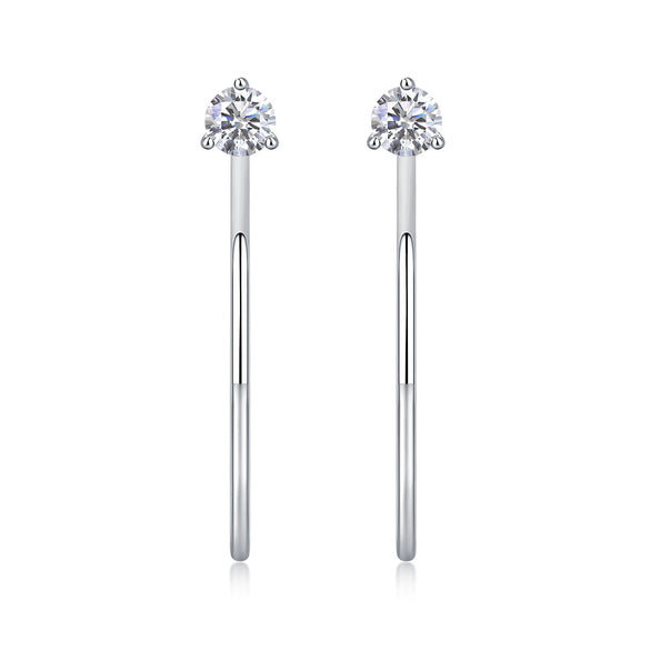 Wholesale Women's Fashion Geometric S925 Silver Earrings Set With Diamonds And Moissanite