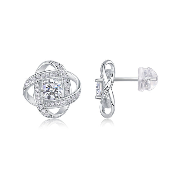 Wholesale Women's Fashion Geometric S925 Silver Moissanite Ear Studs Set With Diamonds And Plated 18K Gold