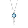 Wholesale Women's Fashion Geometric S925 Sterling Silver Austrian Crystal Necklace With Cross Chain And Hundred Tower Key Pendant