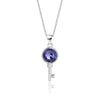 Wholesale Women's Fashion Geometric S925 Sterling Silver Austrian Crystal Necklace With Cross Chain And Hundred Tower Key Pendant