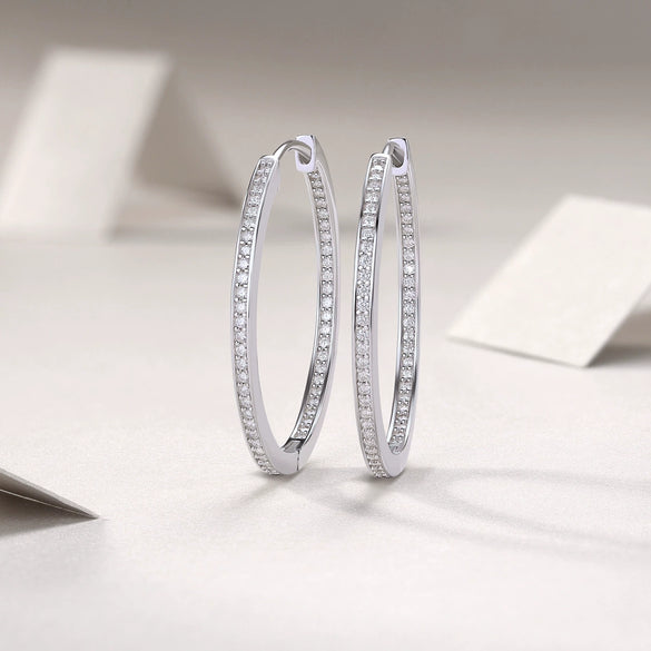 Wholesale Women's Fashion Geometric 925 Silver Earrings Set With Diamonds Moissanite