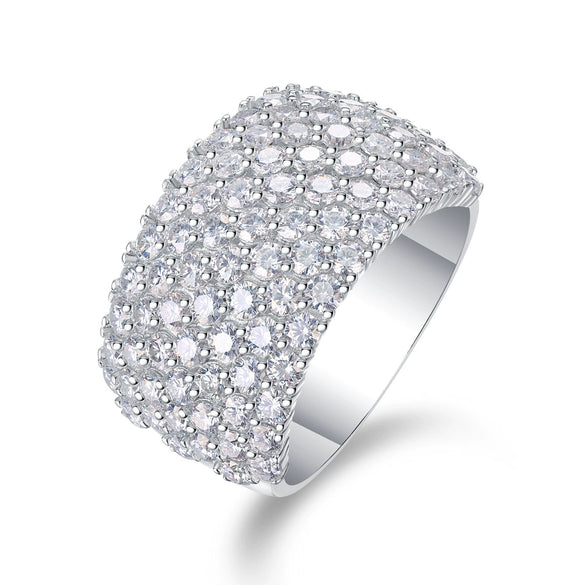 Wholesale Women's Fashion Geometric 925 Silver Moissanite Ring Set With Diamonds