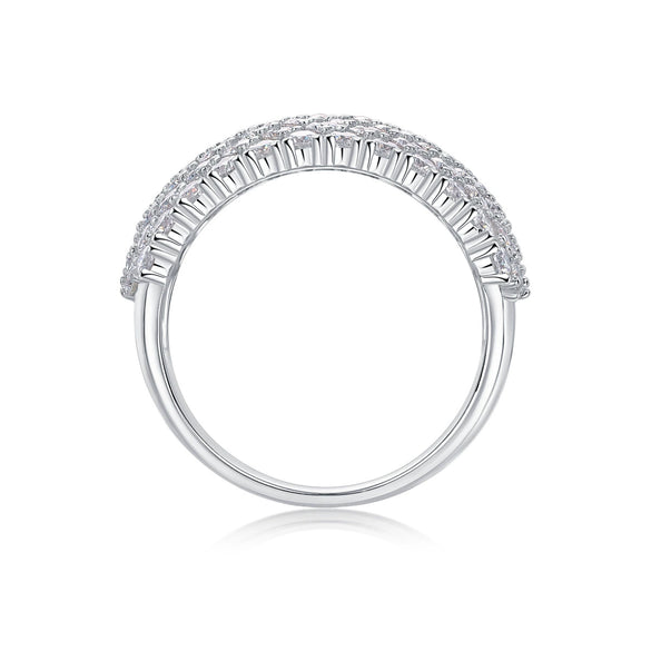 Wholesale Women's Fashion Geometric 925 Silver Moissanite Ring Set With Diamonds