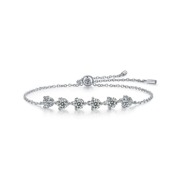 Wholesale Women's Fashion Geometric 925 Silver Moissanite Set Bracelet Jewelry