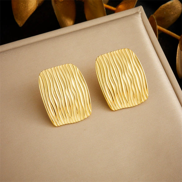 Wholesale Women's Fashion Geometric Square Stainless Steel Electroplated Earrings Accessories