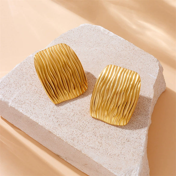 Wholesale Women's Fashion Geometric Square Stainless Steel Electroplated Earrings Accessories