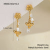 Wholesale Women's Fashion Geometric Stainless Steel And 18K Gold Electroplated Flower And Bee Earrings