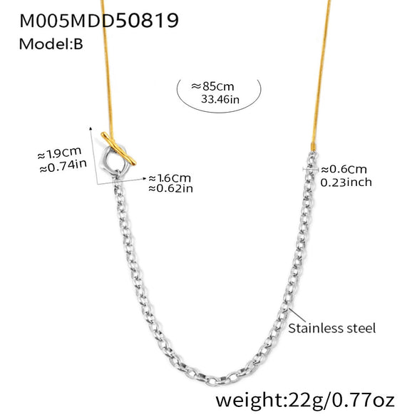 Wholesale Women's Fashion Geometric Stainless Steel And Titanium Steel Ball Chain Sweater Chain With 18K Gold Plated Inlaid Artificial Gemstones And Semiprecious Stones Jewelry