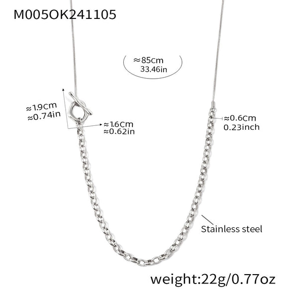 Wholesale Women's Fashion Geometric Stainless Steel And Titanium Steel Ball Chain Sweater Chain With 18K Gold Plated Inlaid Artificial Gemstones And Semiprecious Stones Jewelry