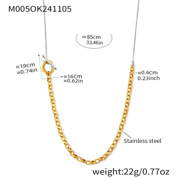 Wholesale Women's Fashion Geometric Stainless Steel And Titanium Steel Ball Chain Sweater Chain With 18K Gold Plated Inlaid Artificial Gemstones And Semiprecious Stones Jewelry