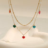 Wholesale Women's Fashion Geometric Stainless Steel And Titanium Steel Heart Water Drop Bell Electroplated Necklace And Bracelet Set Niche Jewelry