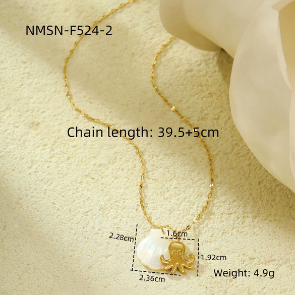 Wholesale Women's Fashion Geometric Stainless Steel And Titanium Steel Mermaid Pendant Necklace And Bracelet Set With Heart Water Drop And Bell Patterns Electroplated