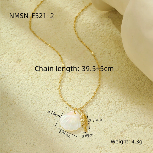 Wholesale Women's Fashion Geometric Stainless Steel And Titanium Steel Mermaid Pendant Necklace And Bracelet Set With Heart Water Drop And Bell Patterns Electroplated