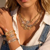 Wholesale Women's Fashion Geometric Stainless Steel And Titanium Steel Necklace And Bracelet Set With Heart Water Drop And Bell Patterns Electroplated