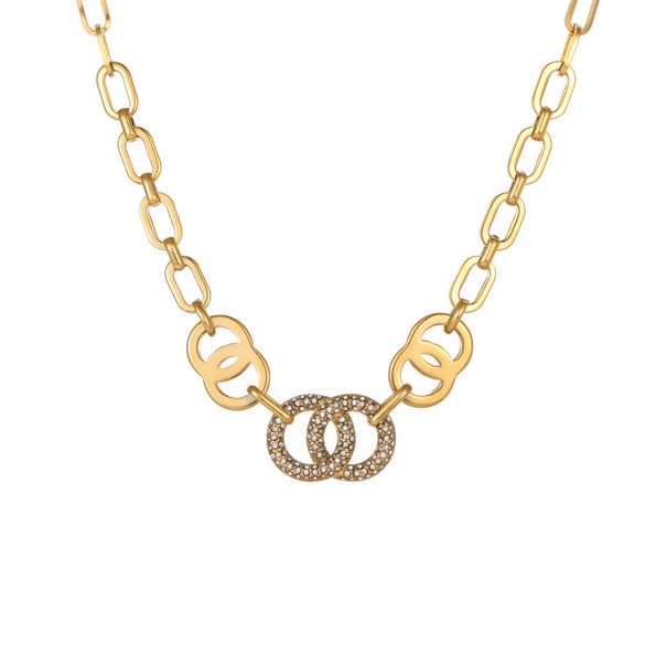 Wholesale Women's Fashion Geometric Stainless Steel And Titanium Steel Necklace And Bracelet Set With Heart Water Drop And Bell Patterns Electroplated