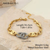 Wholesale Women's Fashion Geometric Stainless Steel And Titanium Steel Necklace And Bracelet Set With Heart Water Drop And Bell Patterns Electroplated
