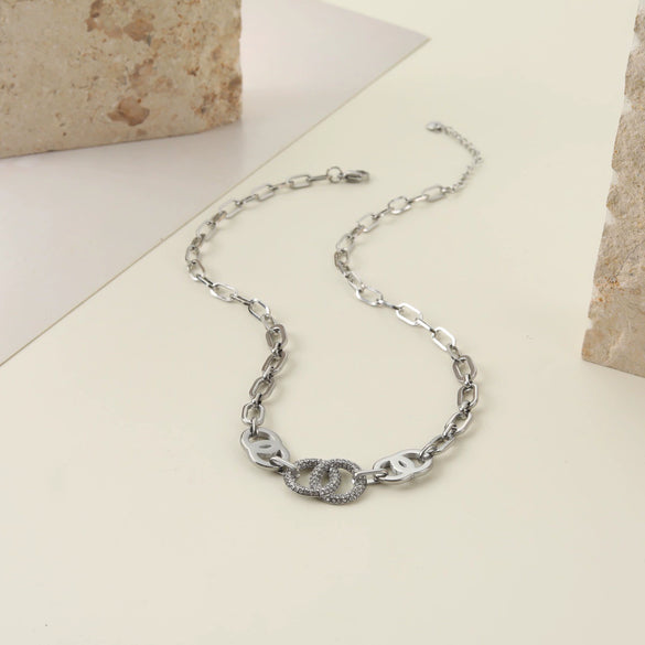 Wholesale Women's Fashion Geometric Stainless Steel And Titanium Steel Necklace And Bracelet Set With Heart Water Drop And Bell Patterns Electroplated