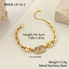 Wholesale Women's Fashion Geometric Stainless Steel And Titanium Steel Necklace And Bracelet Set With Heart Water Drop And Bell Patterns Electroplated